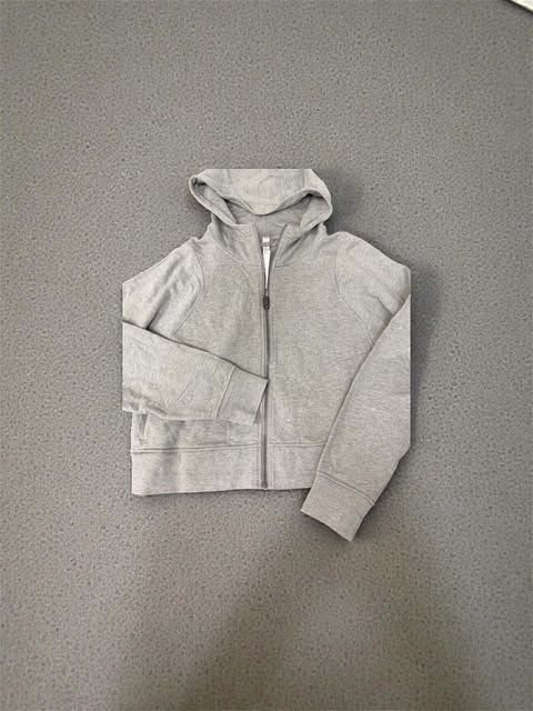 Scuba Oversized Cropped Full-Zip Hoodie in Heathered Core Light Grey