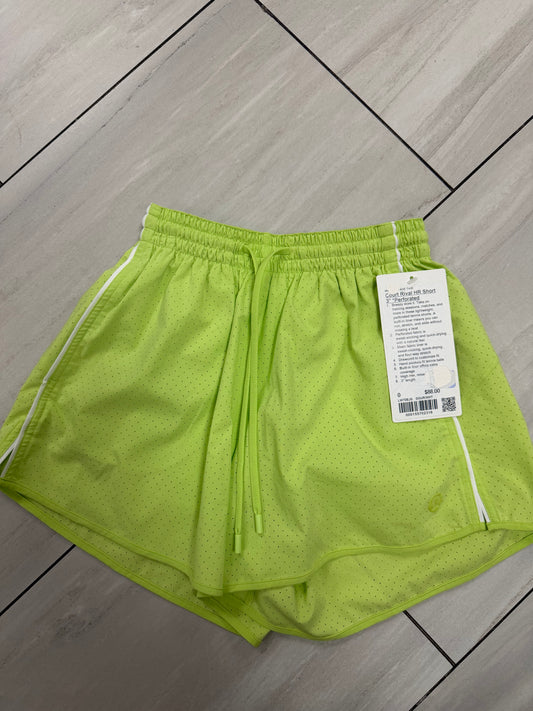 Lululemon Court Rival HR Short 3” Perforated – Neon Green (Size 0) NWT